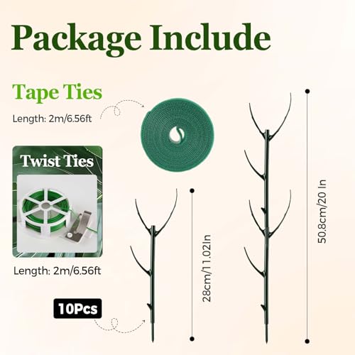 10 Packs Stackable Monstera Plant Support Stakes for Small Potted Plants | Height Adjustable Plant Supports, Linkable, Ideal for Small Indoor Pothos, Monstera, Philodendron, Ivy & Climbing Vine Plants