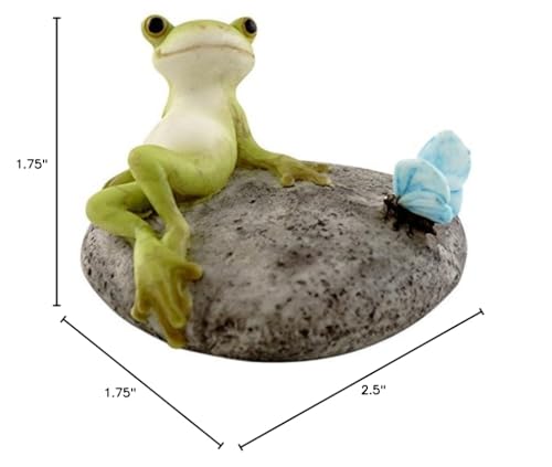 Top Collection Miniature Fairy Garden and Terrarium Statue, Frog Resting on Stone with Butterfly - color: Frog Resting on Stone With Butterfly