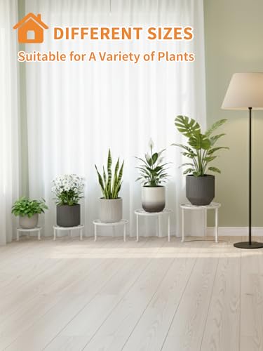 5-Pack Heavy Duty Plant Stand, Metal Flower Pot Holder for Indoor Outdoor Use - color: Diamond-White