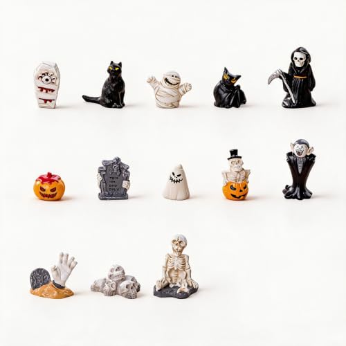 13PCS Halloween Mini Resin Figures, 13 Styles Halloween Figurines - color: Halloween Fixed-c