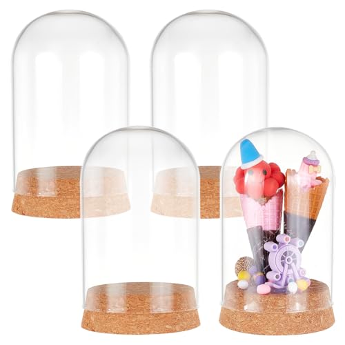 PH PandaHall 4pcs Cloche Bell Jar Glass Dome Cover Display 2.56x4.3inch - size: 2.56x4.3inch