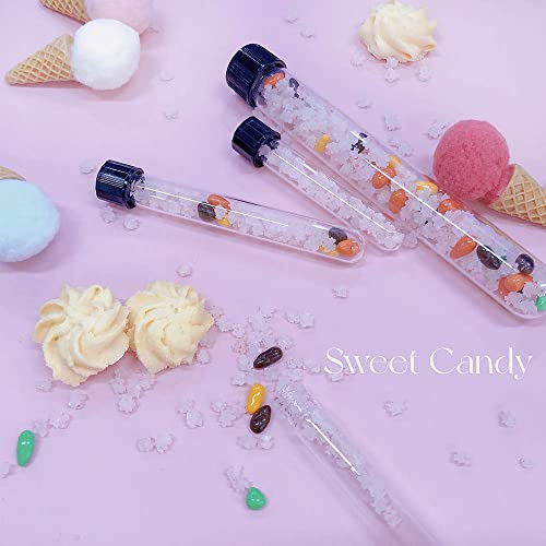 16x100mm Glass Test Tubes with Black Screw Cap, 10ml Boro Glass Test Tubes for Scientific Experiments, Candy Storage, Party and Home Decorations, Plant Propagation and Holiday Gifts, HUAOU, Pack of 10