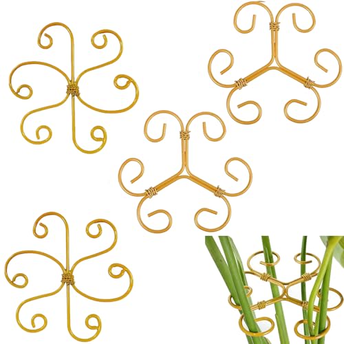YAPROMO 4PCS Iron Monstera Plant Support - 4.1IN Plant Support Stakes for Indoor Plants, Plant Stakes and Supports, Ideal Plant stem Support for Turtle Shell Bamboo & Houseplants (A+B) - style: A+B