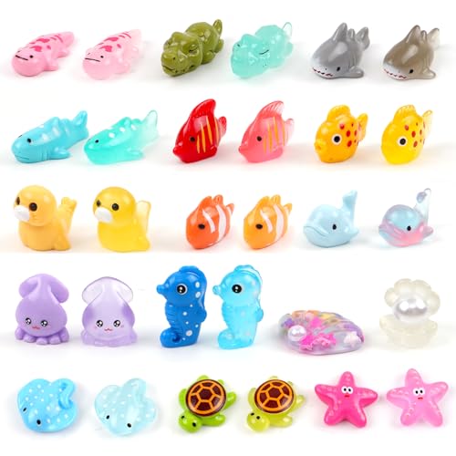30PCS Ocean Resin Animals Variety Pack, Tiny Sea Animal Figurines - color: Fixed Marine Life