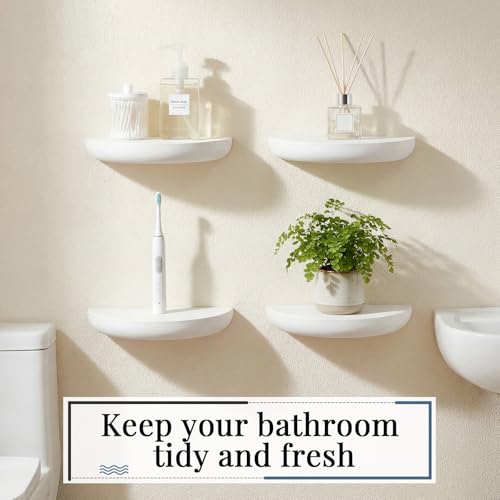 4 Pcs Half Round Small Floating Wall Shelves, White - color: White