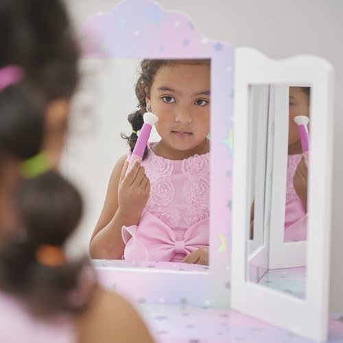 Teamson Kids - Starry Sky Print Gisele Medium Vanity - White/Lavender - color: White/Lavender