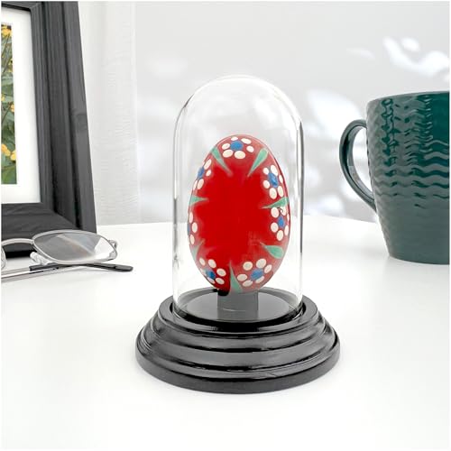 Plymor 1.85" x 3.5" Mini Glass Display Dome Cloche (Black Wood Veneer Base) - color: Black Wood Veneer Base