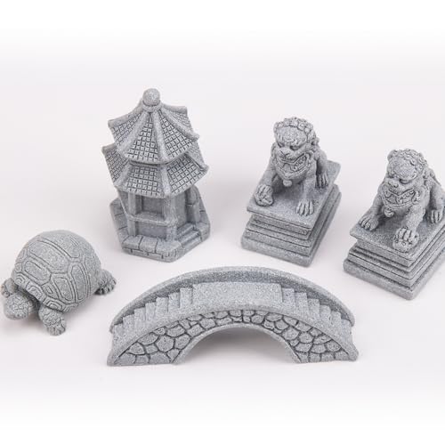 ZORZA 5Pcs Mini Chinese-Style Sandstone Figurines Cute Zen Garden Decor