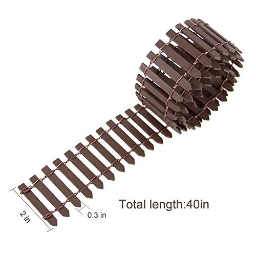Miniature Fairy Garden Fence, DIY Wood Picket Fence Mini Ornament (Brown) - color: Brown