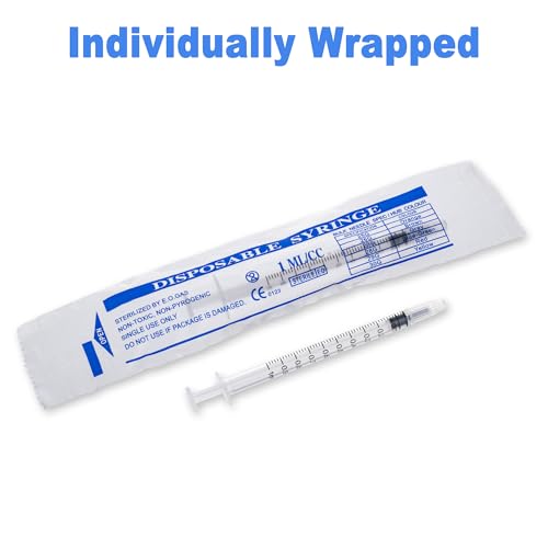 50pack 1ml Syringes Without Needle Plastic for Liquid, Measuring, Ink Refilling, Oil, Liquids Glue Applicator, With Cap - style: 1ML