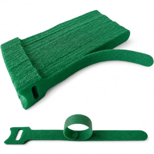 200 Pcs 6 Inch Green Reusable Nylon Plant Ties, Adjustable Anti-Slip Hook and Loop Garden Cable Ties for Climbing Plants Support & Christmas Garland Ties