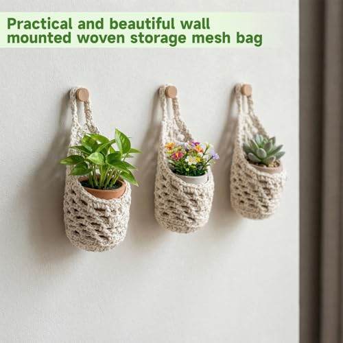 6 Pack Macrame Plant Hangers, Small Hanging Planters for up to 5 Inch Pot - color: Beige