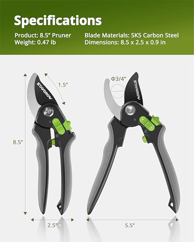 8.5" Pruning Shears for Gardening SK5 Sharp Garden Shears - size: 8.5" Bypass