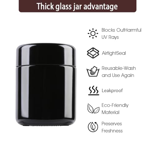 50g Black Ultraviolet Glass Jar with Lid,50ml Storage jars,Refillable Containers Jar,Ideal for Long term storage Leaf,Coffee,Spices (A capacity: 50ml 3-PCS)