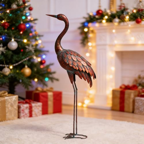chisheen Outdoor Garden Crane Statues and Sculptures Metal Yard Art Statue for Garden Decoration Large Size - size: L-1PC