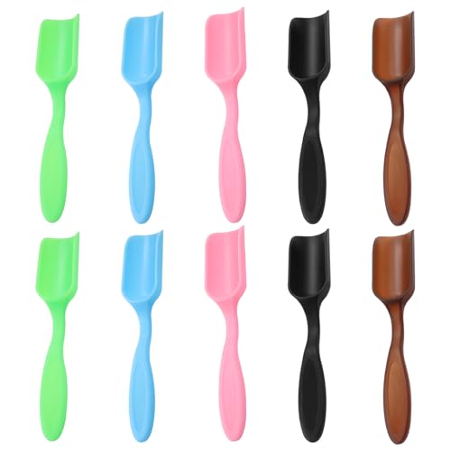 10Pcs Plastic Mini Gardening Shovel Spoons, Colorful | Soil Scoops, For Planting, Digging, Transplanting Succulents, Potted Flowers or Milk Powder, Lightweight, Easy to Clean - color: brown, blue, pink, black, and green(10pcs)