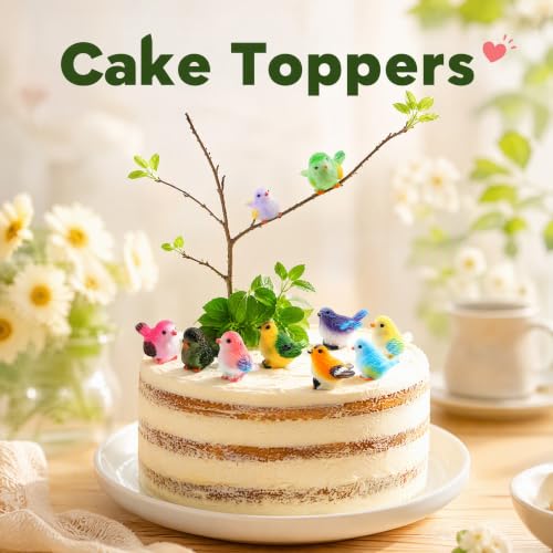 Pumtus 50 Pcs Mini Bird Figurines, 11 Styles Miniature Resin Birds | Realistic Animal Model, Micro Landscape Garden Decoration, Fake Birds for Craft Dollhouse, Cute bird Cake Topper