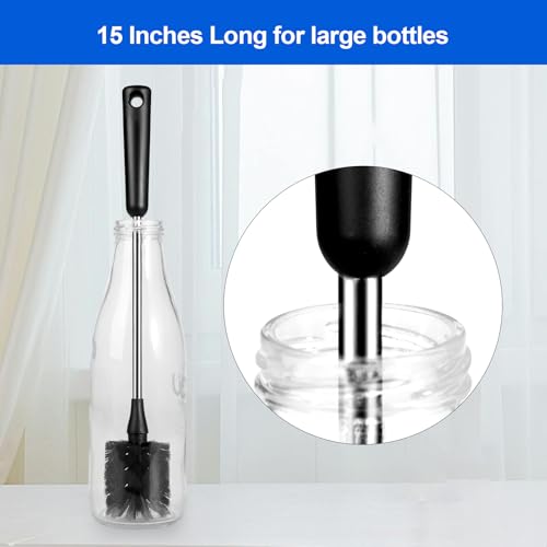 Bottle Brush, Long Stainless Steel Handle Water Bottle Brush Cleaner, Sports Bottle Scrubber, Kitchen Scrub Cleaning Brushes for Beer Bottles, Cups, Wine Glasses, Coffee Mugs, Tumblers, Thermos - style: 1 Pack