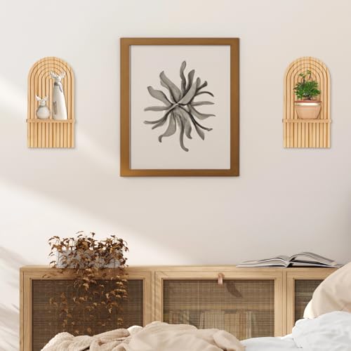 Boho Wall Decor Set of Two: Wood Wall Candle Holder - color: Natural