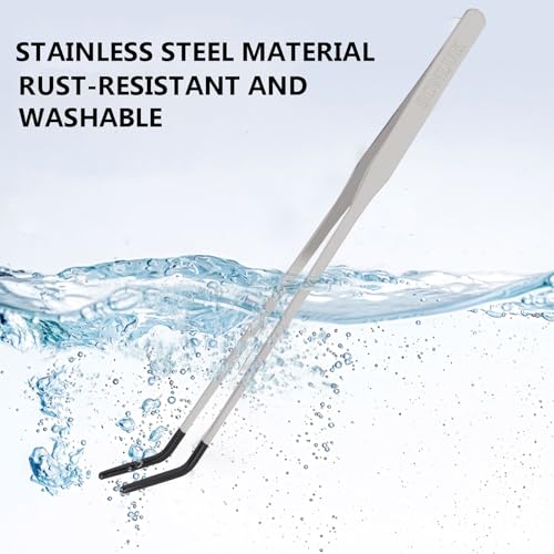 3 Pack Reptile Feeding Tongs&Bowl Set,10.62",Rubber Tips(B-Silver) | Straight &Curved,Stainless Steel,Non Slip,Rustproof,Long Feeder Tools for Bearded Dragon,Lizard,Craft,Terrarium Tank Supplies - color: B-silver
