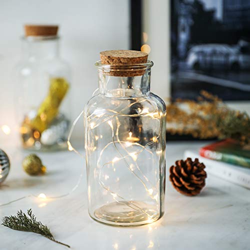WHOLE HOUSEWARES Glass Favor Jar, Glass Storage Jars with Corks for Wedding and Party (18 Ounce) - size: 18 Ounce