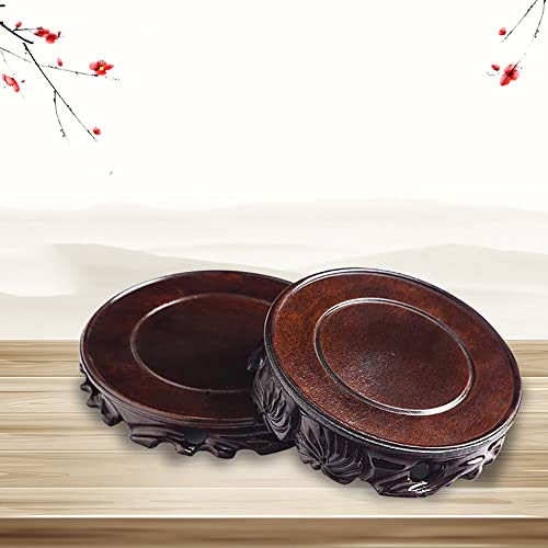 Chinese Wooden Solid Wood Base Rosewood Carved Craft Stand - size: 3.9x3.9x1.0 in