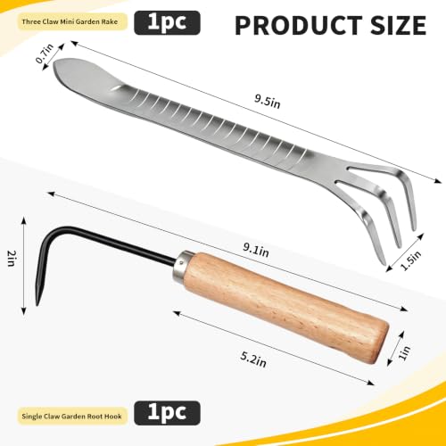 Bonsai Tools, Bonsai Root Rake, Small Root Hook,Rake Pic for Soil Loosening - size: 2 Pack