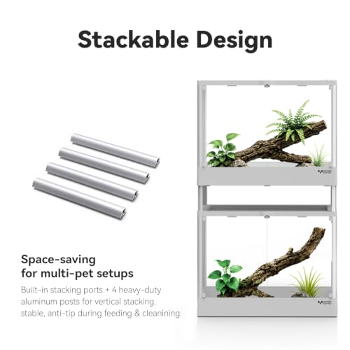 Reptile Terrarium 18"x18"x24" 32 Gallon,Aluminum Frame,Full Glass Tank Enclosure for Small Reptiles, Geckos, Frogs, Lizards, Snakes, Spiders, Turtles, Vertical Rainforest Habitat - size: 18x18x24"