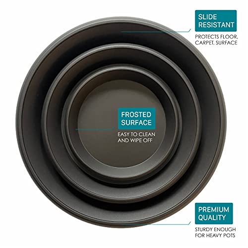6-Pack Plastic Plant Saucer Drip Trays Multi-Size - Brownish Black