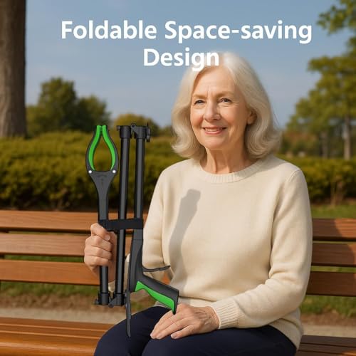 60Inch Extra Long Grabber Reacher Tool, LEGENDONE Easy Foldable Reacher Grabber, Dual Magnetic Tip Pickup Tool Trash Picker, Strong Grip Aid for Upper Shelves, Elderly, Surgery Recovery Must Have - color: 60"siliverblue