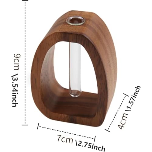 Glass Test Tube Vase Walnut Wood Modern Farmhouse Propagation Stations for Home Decoration, Table Centerpieces