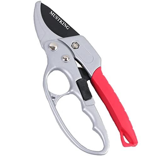 Germany Pruning Shears For Gardening, Arthritis Weak Hand Snips, 4x cutting power trimming, 1-Inch Cut Capacity Garden Clippers, Ergonomic handle, Rust resistant, high strength steel, Sharp - style: Red