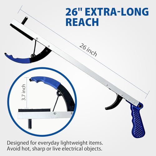 Blue Jay 26" Reacher Grabber Tool for Seniors - Lightweight Trash Picker Upper & Pick Up Stick with Magnetic Tip - Long Reach Mobility Aid for Wheelchair & Surgery Recovery - size: 26