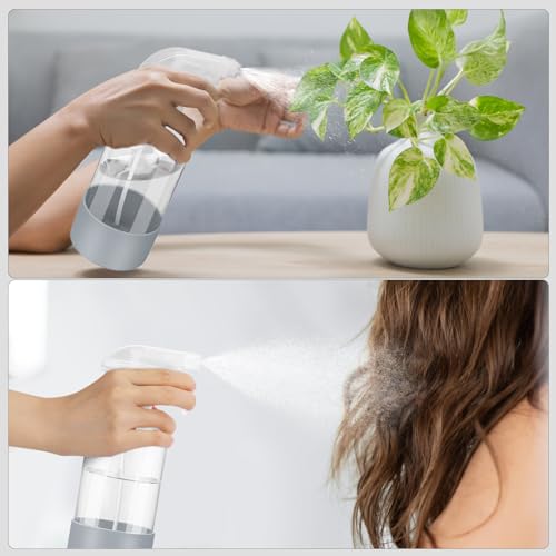 Glass Spray Bottles - 2 Pack 16 oz Clear Spray Bottles with Silicone Sleeve - color: Grey