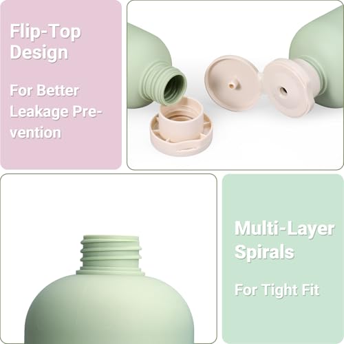 ASEVAT 6.7oz 3Pcs Plastic Refillable Travel Shampoo and Conditioner Bottles Refillable Travel Bottle with Flip Cap Plastic Refillable Shampoo and Conditioner Bottles - color: GreenPinkBlue, size: 6.7oz
