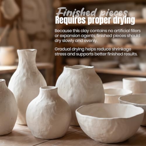 CalPalmy 10 lb White Pottery Clay for Sculpting, Hand Building & Kiln