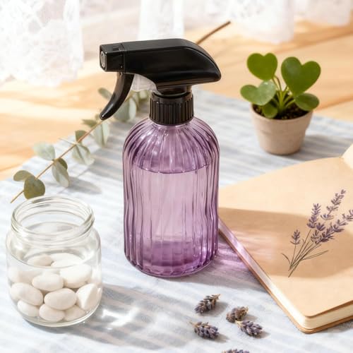 Glass Plant Mister Spray Bottle 15oz Purple Adjustable Nozzle for Gardening - color: Purple