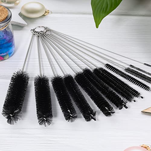 CiaraQ Bottle Cleaning Brushes, 8 Inch Nylon Tube Brush Set | Black Cleaner for Narrow Neck Bottles Cups with Hook, Set of 13pcs - color: Black, size: 8.0 Inch (13pcs)