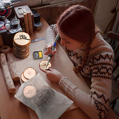 Fuyit Unfinished Wood Slices with Hole, Predrilled Wooden Circle for Crafts - size: 20Pieces 3.5-4 Inches