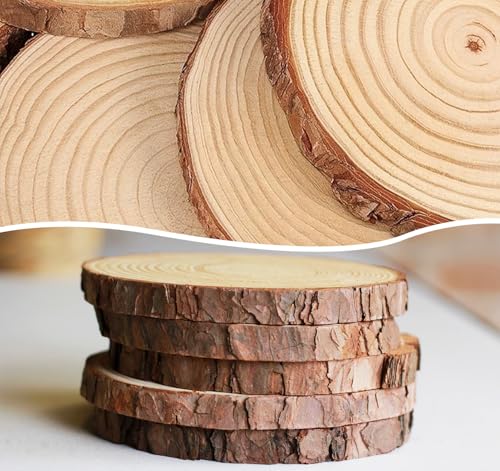 6.5-8 inch Wood Slices for Centerpieces, 6 Pcs Natural Wood Centerpieces