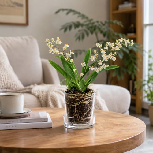 Phoenix Vine 3.5 Inch Clear Acrylic Planter Pot with Tray, Orchid Pot with Drainage Holes, Deep Saucer for Bottom Watering, Transparent Containers for Indoor Plants, Herbs, Set of 1, 91-A-D-1 - size: 3.5 Inch