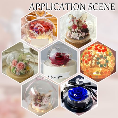 PH PandaHall Glass Display Dome Cloche with Wood Base, 4"W x 4.7"H Heart Glass Dome Cover Decorative Jars Display Case Cloche Bell Jar Terrarium for Flower Storage Home Christmas Party Favor Decor