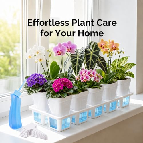 10 Pack 2.5" Self Watering Pots for Indoor Plants with Anti-Tip Tray & Reservoir Refill Bottle, Seed Starter Kit for Seedlings, Cuttings, Succulents, Herbs