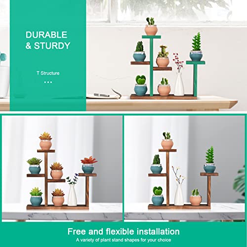 Wooden Tabletop Plant Stand 5 Tier Small Desktop Succulent Plant Holder