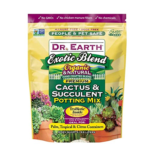 Dr. Earth 810 Exotic Cactus & Succulent Soil, 8 Quart, Natural