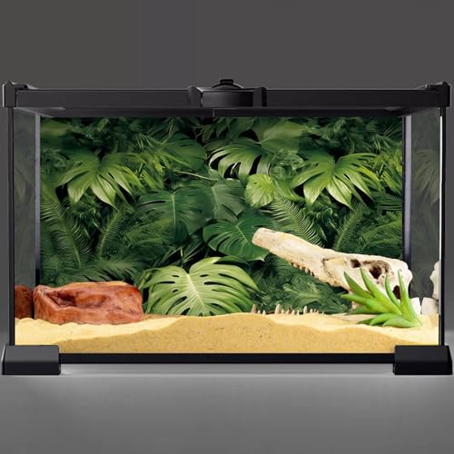 36x18 in Tropical Leaves Terrarium Backdrop Reptile Habitat Background | AWERT Monstera Green Jungle Rainforest Polyester Terrarium Background - size: 36x18in/90x45cm