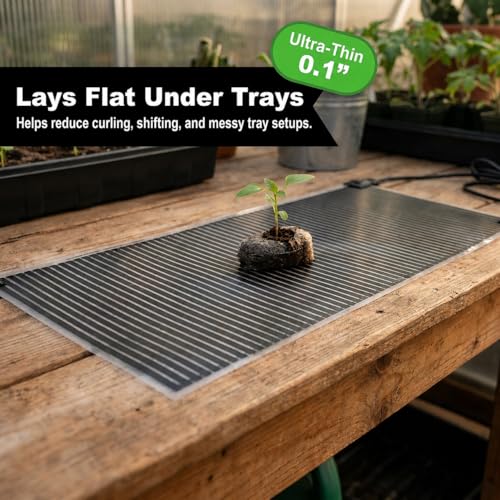 Seedling Heat Mat 11 in x 60 in, Even Heating, Water-Resistant Pad | Made in USA, Helps Warms 10-20°F Above Ambient, Long Plant Warming for Seed Starting, Germination, Propagation & Hydroponics - size: 11" x 60"