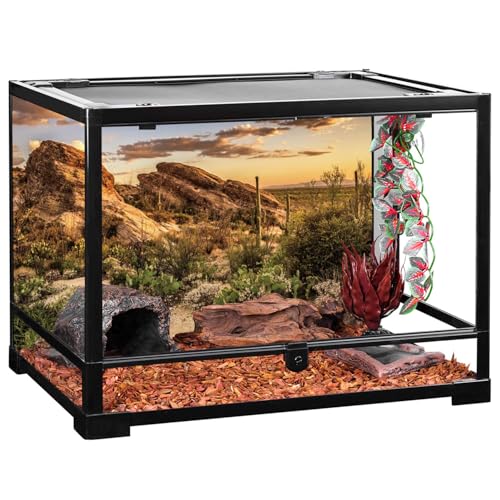 36x20 in Desert Reptile Habitat Backdrop Oasis Cactus Terrarium Background | AWERT Blue Sky Sunset Desert Landscape Durable Polyester Background - size: 36x20 inches