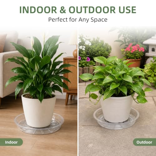 12 Pack Plant Saucer 6 8 10 12 Inch Plastic Clear Tray for Indoor Outdoor - size: 6"+8"+10"+12"(12 Pack)