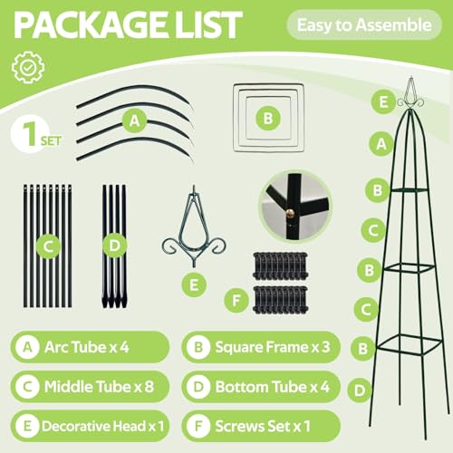 100% Metal Obelisk Teepee Garden Trellis for Climbing Plants Outdoor Indoor - color: Teepee - Dark Green